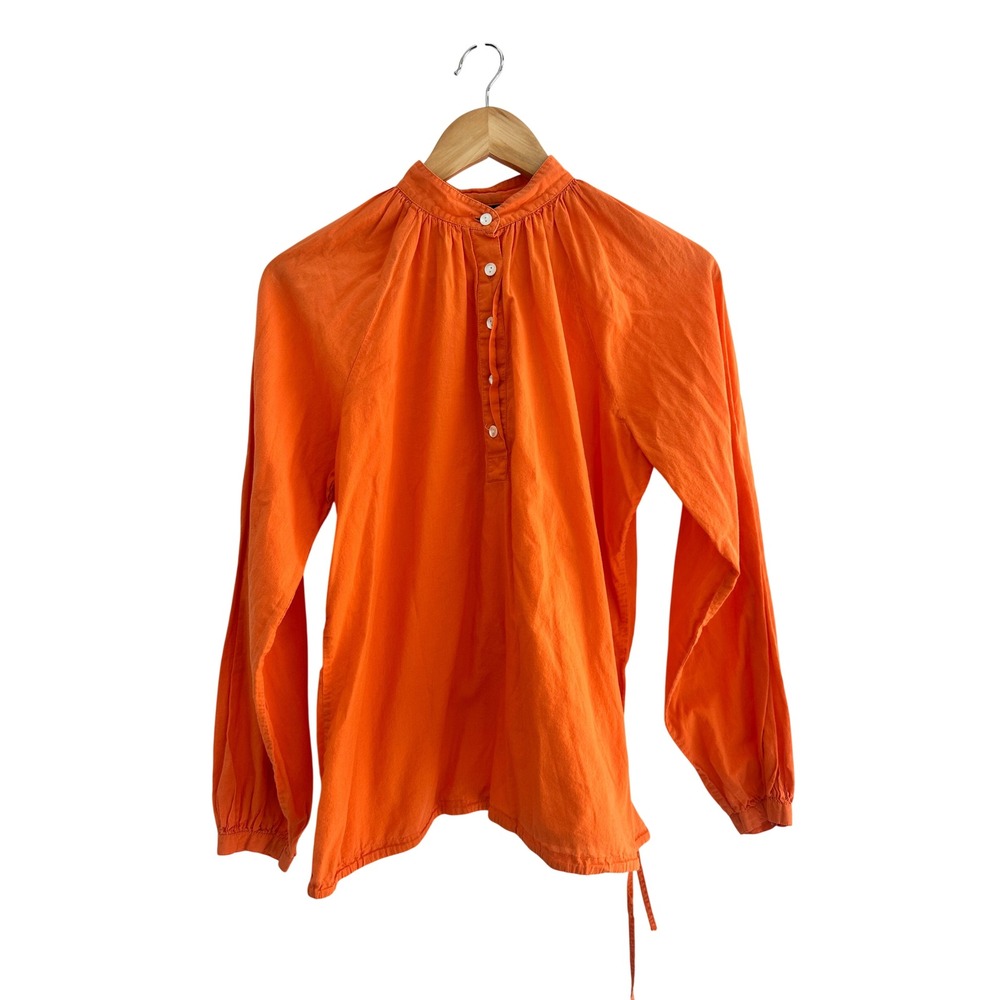 Gap 100% Cotton Orange Peasant Blouse Medium Lightweight Henley